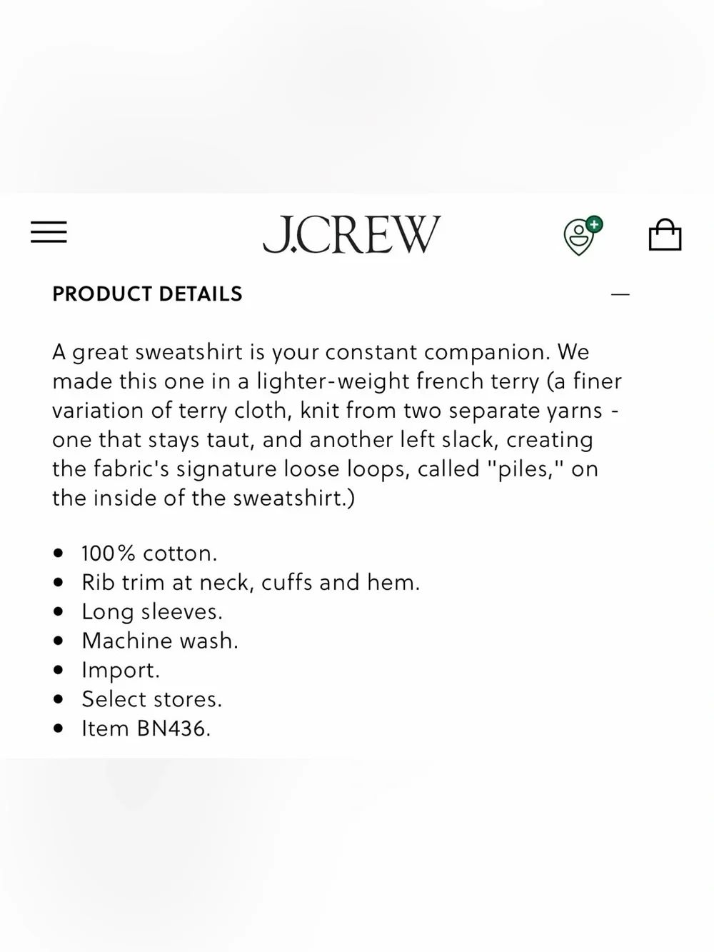 J. Crew French Terry Crew Sweatshirt and Shorts Matching Set